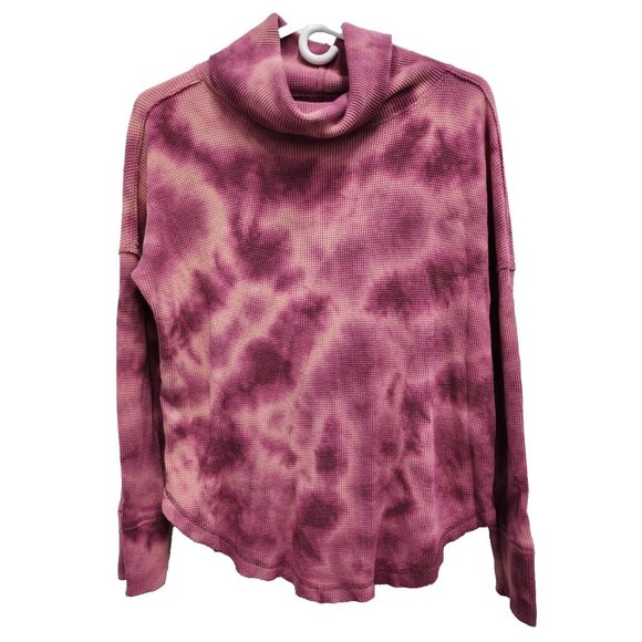 Anthropologie Tops - Anthropologie Maeve Womens Top Small Pink Tie Dye Thermal Cowl Neck BOHO